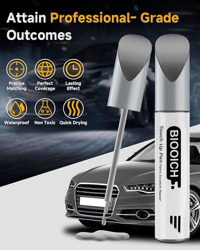 Touch Up Paint Pen Exact Color Match Car Chip and Scratch Repair (for Audi, Monsoon Gray Metallic(LX7R/0C))