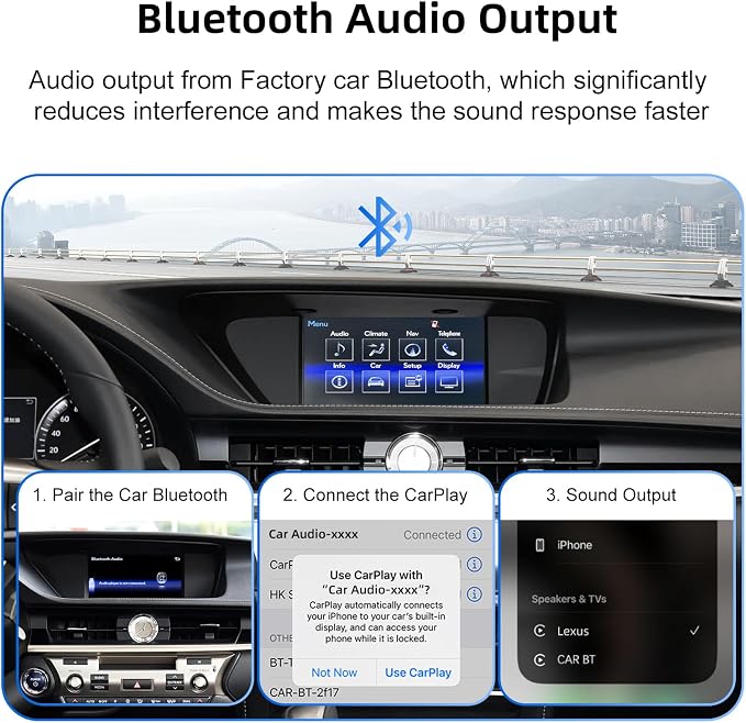 Decoder Adapter Retrofit Kit Compatible with Lexus 2014-2017 ES200/NX2O0/NX300/ES250/ES300/RX200t/CT200h/IS250, Supports Wireless CarPlay Android Auto/ Voice Control/ Mirror Link/ Camera/USB Drive