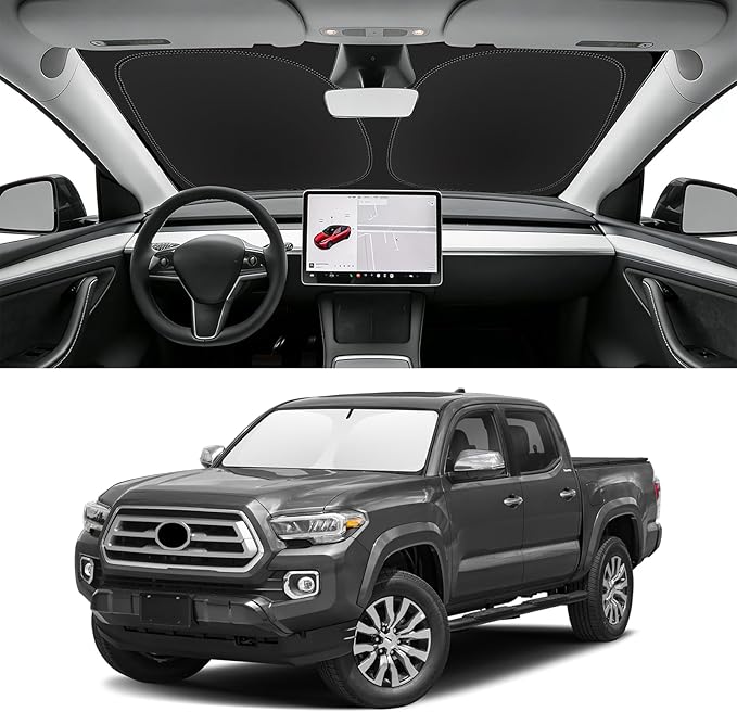 Custom Fit Windshield Sun Shade for Toyota Tacoma 2016-2026, Blocks UV & Heat, Front Window Sunshade Accessories, Easy Fold & Store Keep Your Car Cooler