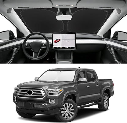 Custom Fit Windshield Sun Shade for Toyota Tacoma 2016-2026, Blocks UV & Heat, Front Window Sunshade Accessories, Easy Fold & Store Keep Your Car Cooler