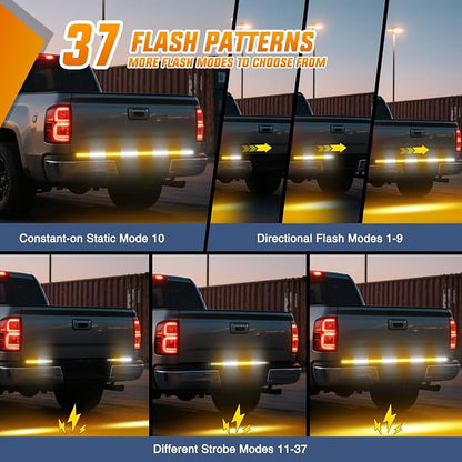 Nilight 49 Inch Emergency Strobe Light Strips with Controller, 288LED Flashing Warning Hazard Safety Rear Window Tailgate Lights for Truck Trailer Construction Plow Pickup SUV Vehicle, Amber White