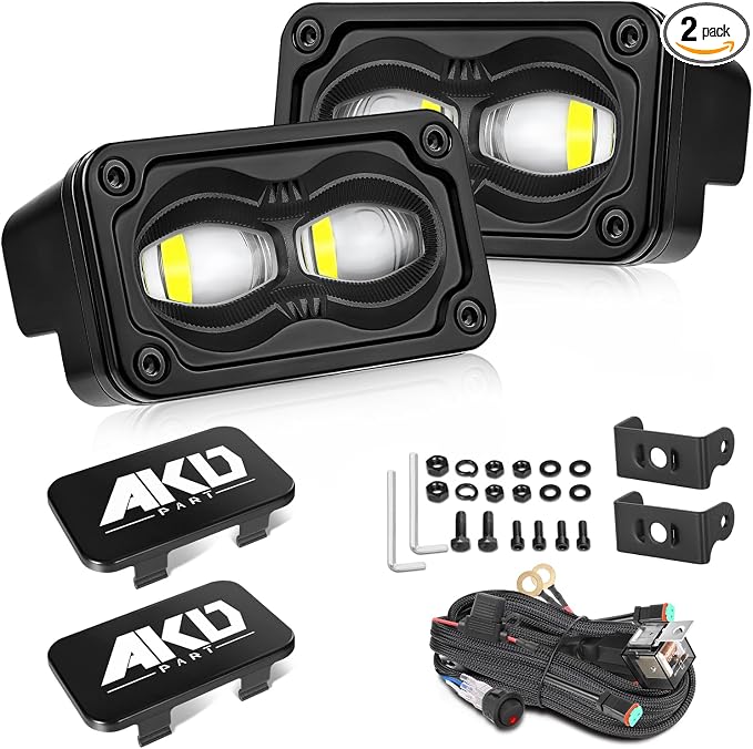 3 Inch SAE Fog Lights CREE LEDs with Wiring Harness & Black Covers | Street Legal SAE Fog Beam, High Intensity CREE LEDs, Free Wiring kit & Black Covers