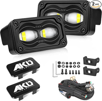 3 Inch SAE Fog Lights CREE LEDs with Wiring Harness & Black Covers | Street Legal SAE Fog Beam, High Intensity CREE LEDs, Free Wiring kit & Black Covers