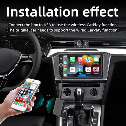 Car Wireless Carplay Box Wireless Android Auto Converter Box 5.0 Bluetooth Support Wireless Carplay Adapter Compatible for Automobile Player Black