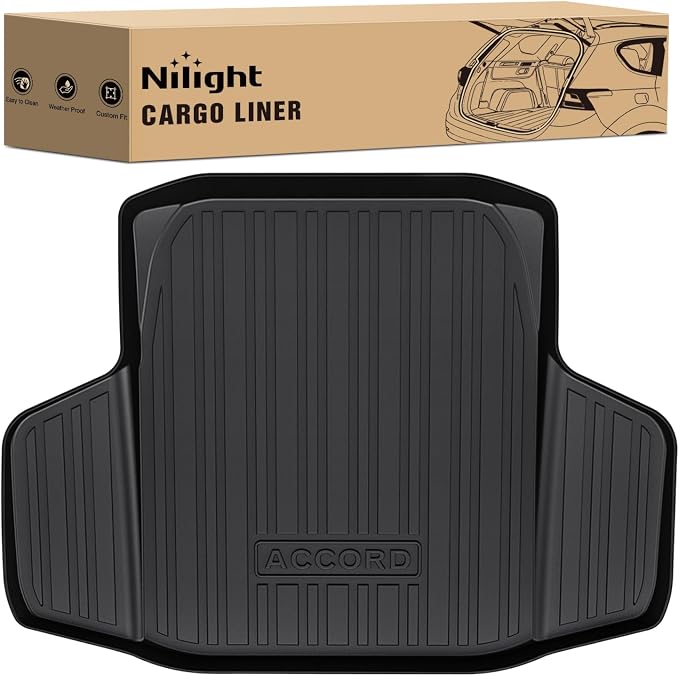 Nilight Cargo Mats for Honda Accord Sedan (Include Hybrid) 2023 2024 2025,All Weather Protection Heavy Duty Cargo Liners