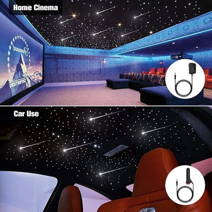 Meteor Twinkle Starlight Headliner Light with 750 pcs 6.5ft 0.03in,16W LED Fiber Optic Star Ceiling Kit APP/Remote Control Music Sync Shooting Star Effect for Car/Home Cinema/Childrens' Room