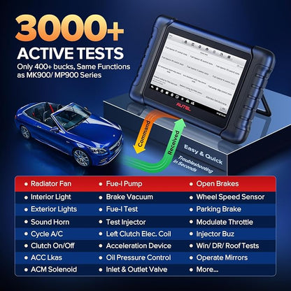 Autel MaxiCheck MX808S OBD2 Diagnostic Scan Tool, 2026 Bidirectional Scanner 3000+ Active Test 11OS as MK900 MK900BT MX900, US Ver. of MaxiCOM MK808S MK808Z, 28+ Service, OE All Systems Scan, FCA
