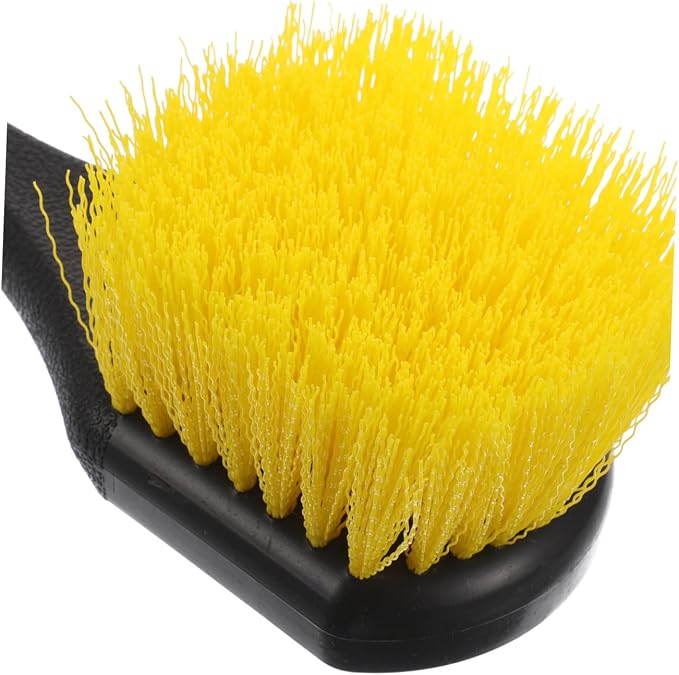 Operitacx Car Tire and Wheel Brush with Long Handle Stiff Nylon Bristles for Car Detailing and Tire Cleaning Yellow Sturdy Rim Scrubber Suitable and Wheel Care