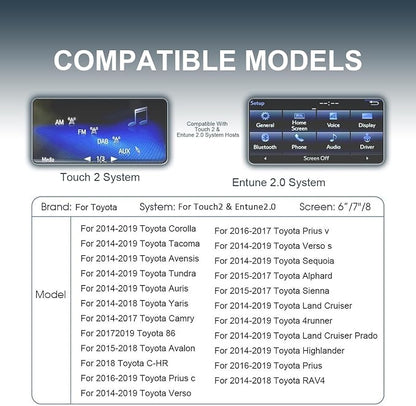 Toyota Wireless CarPlay/Android Auto Dongle | Plug & Play for 2014-2019 Sienna, Prius, Tacoma, Tundra, Highlander, RAV4, 4Runner with Entune 2.0 | Works with OEM Camera & Controls