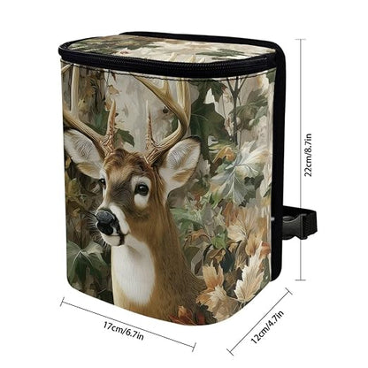 Talayituse Forest Elk Hunting Camo Print Car Trash Can with Lid, Leak Proof Auto Trash Bag Hanging Vehicle Garbage Can Multipurpose Storage Container for Back Seat Road Trip