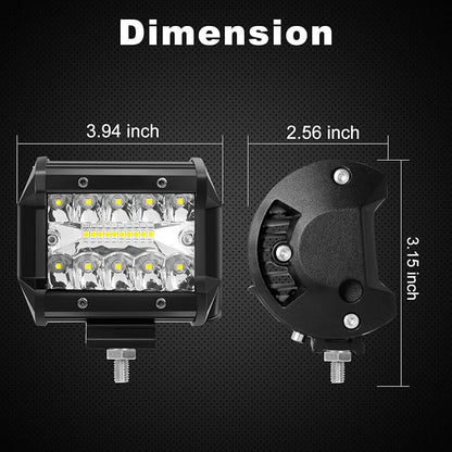 LED Pods, 4 Inch 60W LED Light Bar, 4PCS Spot Flood Combo Off Road Light Triple Row LED Work Light 6000LM Driving Fog Lamps for Pickup Truck Jeep ATV UTV SUV Boat Light