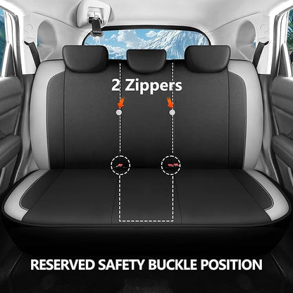 HChengkikz Car Seat Covers Full Set, Waterproof Neoprene Car seat Covers, Airbag Compatibable, All Season Protection Universal for Most Cars, Trucks, SUVs (Black + LightGray)