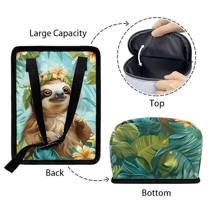 Talayituse Sloth Leaf Print Car Trash Can Portable Auto Garbage Bin Multifunctional Vehicle Interior Accessories with Adjustable Straps Universal Fit Truck SUV Sedan