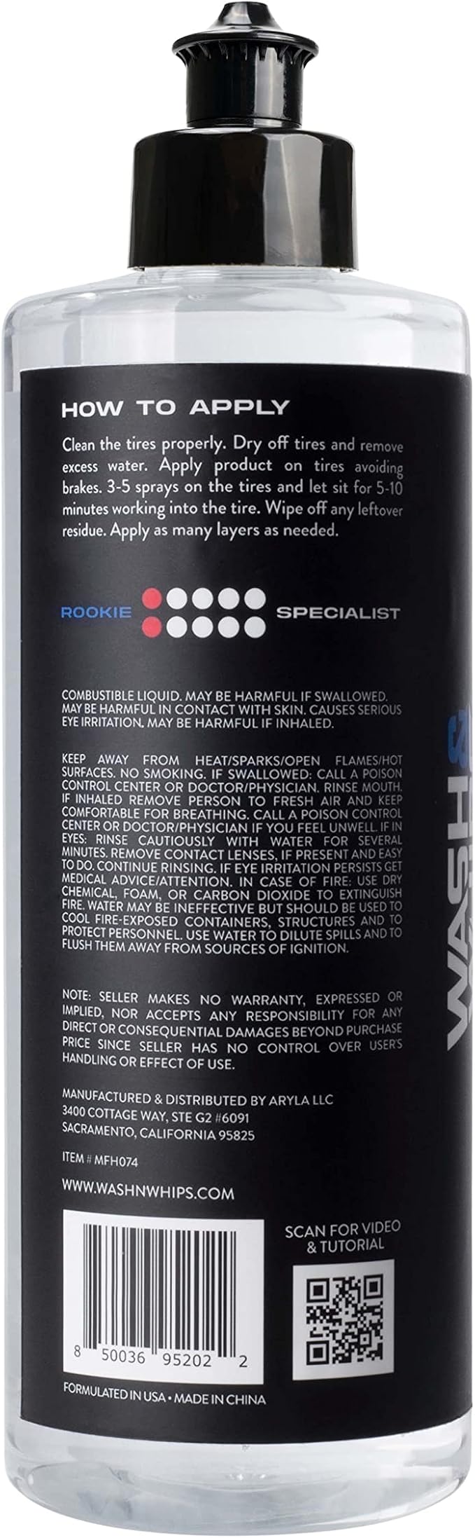 WASH&WHIPS Daytona Tire Coating - for a Glossy Wet & Shine Finish, Protection Formula, Easy to use for Car Detailing, Restores Trim & Wheels, Coats up to 64 Tires, 16 fl oz