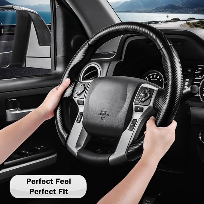 Fit for Toyota Steering Wheel Cover, Steering Wheel Cover for Tacoma(2012-2023) 4Runner(2010-2024) Tundra(2014-2021) Sequoia(2014-2022) Accessories (Matte Black)
