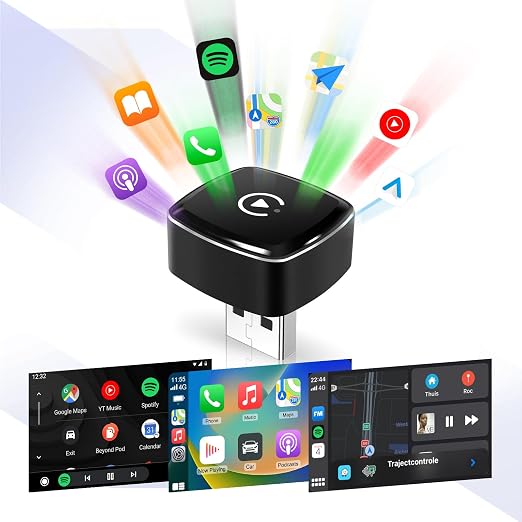 2 in 1 CarPlay & Android Auto Mini Adapter, Plug & Play USB-C for Phones | mini size, 2-in-1 wireless carplay, Compatible with iOS 10+ & Android 11+, easy setup, Supports iOS 10+ / Android 11+