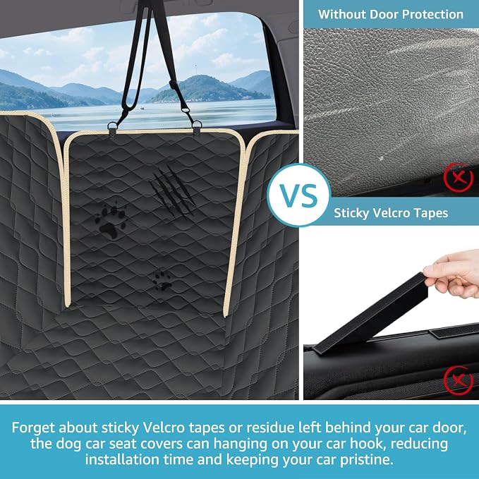 Lassie XL Truck Dog Seat Cover Back Seat with 2 Seat Belts, Dog Car Hammock for Large SUV and Trucks Compatible with F150 F250/Chevrolet Silverado/Ram Pickup/GMC Sierra/Toyota Tundra and Crew Cab