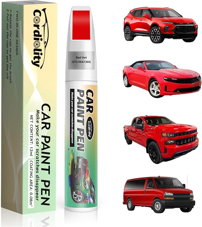 Car Touch Up Paint Red Hot(G7C/WA130X) for Chevrolet, Color Accurate Car Scratch Repair Remover Pen Fix Auto Paint Chips and Nicks