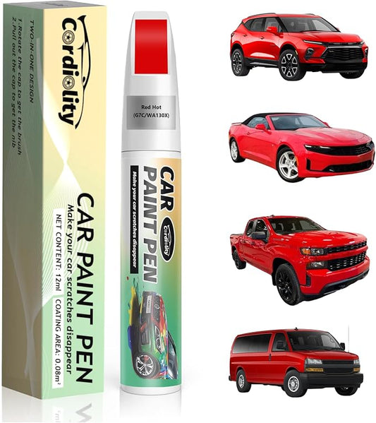 Car Touch Up Paint Red Hot(G7C/WA130X) for Chevrolet, Color Accurate Car Scratch Repair Remover Pen Fix Auto Paint Chips and Nicks