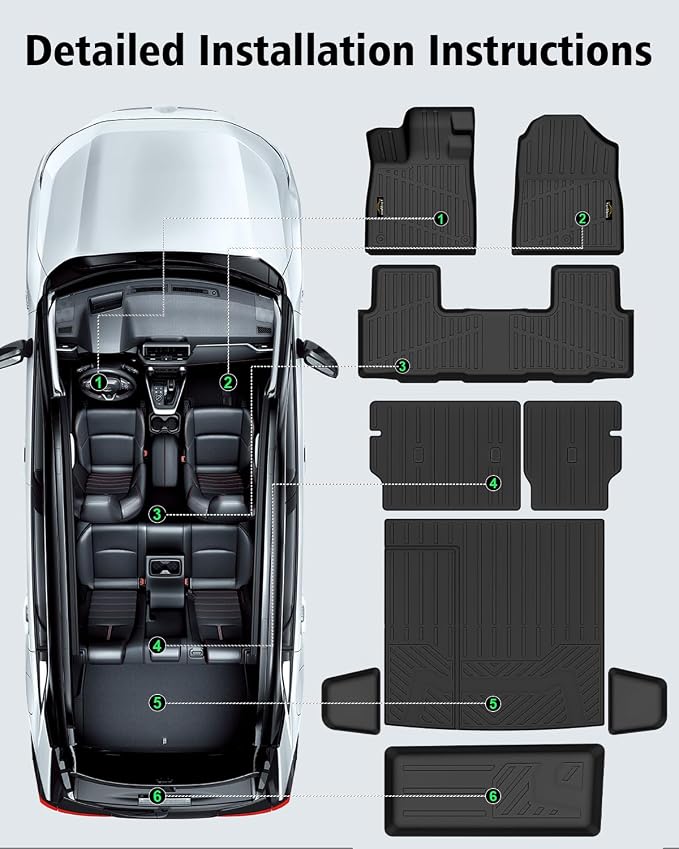 Floor Mats Custom for Honda Passport 2026 Trunk Mat with Backrest Mat All Weather TPE Rubber Cargo Liner Full Set Floor Liners for Passport Accessories (Trunk Mat+Backrest Mats+Floor Mats)