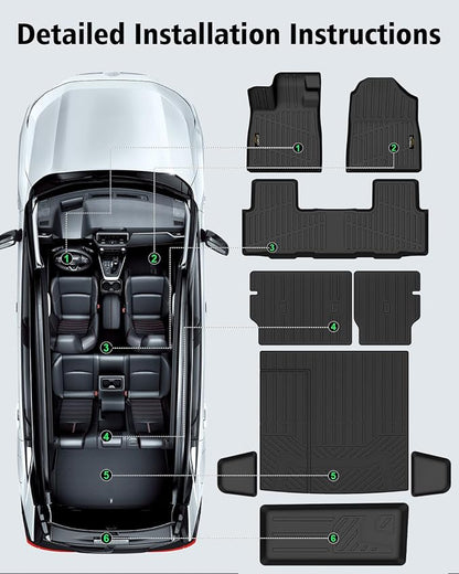 Floor Mats Custom for Honda Passport 2026 Trunk Mat with Backrest Mat All Weather TPE Rubber Cargo Liner Full Set Floor Liners for Passport Accessories (Trunk Mat+Backrest Mats+Floor Mats)