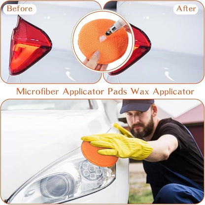 Tanlade 100 Pcs Car Detailing Microfiber Applicator Pad Wax Applicator Wash Microfiber Pads, 5 Inch Diameter (Orange)