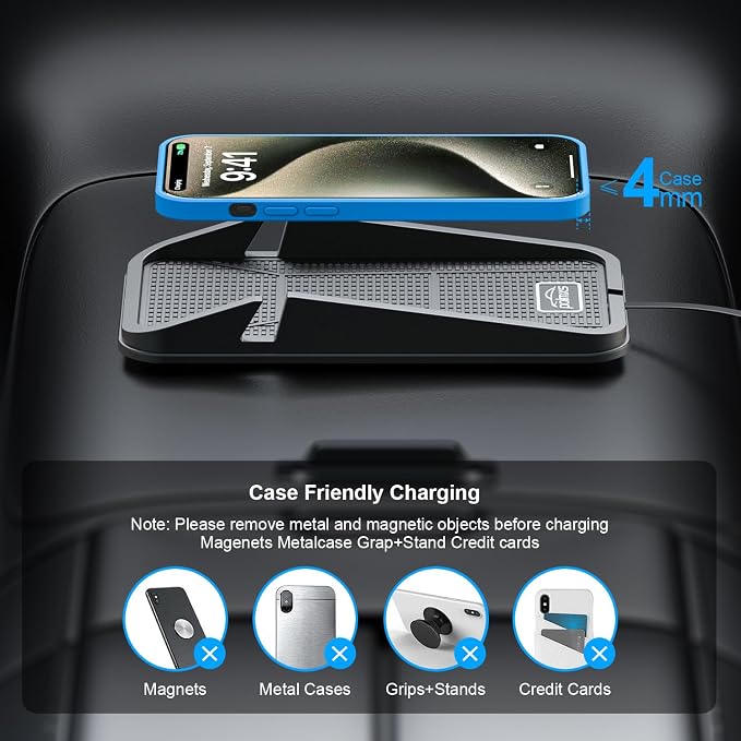 Wireless car Charger Charging pad,POLMXS No-Slip Wireless Phone Charger for car Cell Phone Cordless Charging mat Compatible with iPhone 16/15/14/13/12 Galaxy S23 S22 S21 Note10(C17)