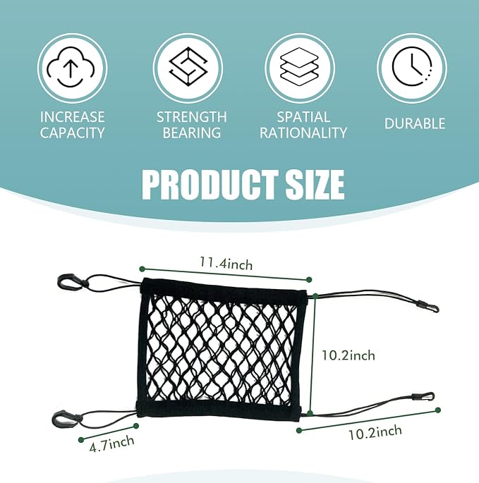 1 PC Car Separator Mesh Between Front Seats, 11.4" x 10.2" Double Layer Coarse Mesh Pet Anti-falling Safety Barrier, Portable Multifunctional Organizer Accessory, Suitable for Cars (Black)