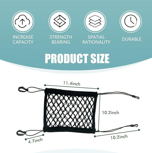 1 PC Car Separator Mesh Between Front Seats, 11.4" x 10.2" Double Layer Coarse Mesh Pet Anti-falling Safety Barrier, Portable Multifunctional Organizer Accessory, Suitable for Cars (Black)