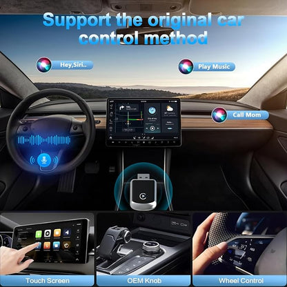 Wireless CarPlay Adapter for iPhone,2 in 1 CarPlay Wireless Adapter,No Latency,Compatible with Over 800 Car Models from 2016+,for iPhone 10+ & Android 11 Above,Black
