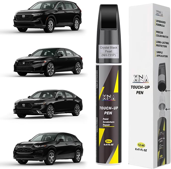 XNA Crystal Black Pearl(NH-731P) for Honda Touch Up Paint, Car Scratch Remover for Nicks and Chips Repair, 2-In-1 Quick & Easy Fix Car Scratch Repair Kit with Exact Color-Matched