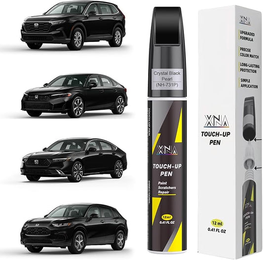 XNA Crystal Black Pearl(NH-731P) for Honda Touch Up Paint, Car Scratch Remover for Nicks and Chips Repair, 2-In-1 Quick & Easy Fix Car Scratch Repair Kit with Exact Color-Matched