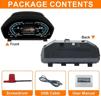 Digital Cluster for BMW F30 F36 2013-2020，12.3 inch Linux System Original Modern Car Odometer Information Head up Display Electronic Gauge Speedometer Instrument Dashboard Screen