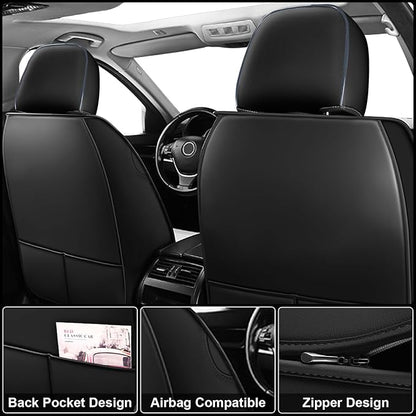 Seat Covers Fit for Nissan Rogue 2015-2026, Breathable and Comfortable Leather Car Seat Cover, Deluxe Waterproof Cushion Cover Auto Interior Accessories,Standard (Black Blue)