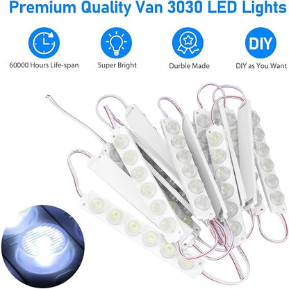 Linkstyle 12V Van Interior Lights, Super Bright 90 LEDs 3030 200LM Ceiling Dome Lamp Lights for Christmas Inflatables Van RV Trailer, 15 Modules Replacement Lights Strip White