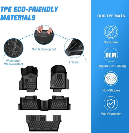 Nilight TPE Floor Mats for Dodge Durango 7 Seats 2nd Row Bench Seat 2016 2017 2018 2019 2020 2021 2022 2023 2024 2025 2026 All Weather Custom Fit Heavy Duty Floor Liners