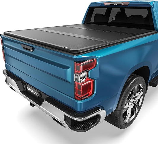 OEDRO FRP Hard Tri-fold Tonneau Cover Fold Truck Bed Covers Compatible with 2020 2021 2022 2023 2024 2025 2026 Chevy Silverado/GMC Sierra 2500 3500HD with 6.9 Feet Bed