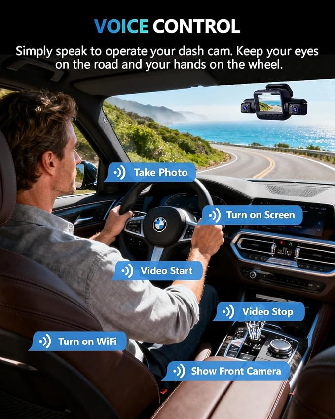 HUPEJOS AI Dash Cam Front Rear Inside with Driver Monitor System, 360° Car Camera 4K, 4 Channel Camera for Cars, WiFi GPS, Dashcam 64GB SD Card, Night Vision, 24H Parking Mode, Upgrade DMS V8Plus