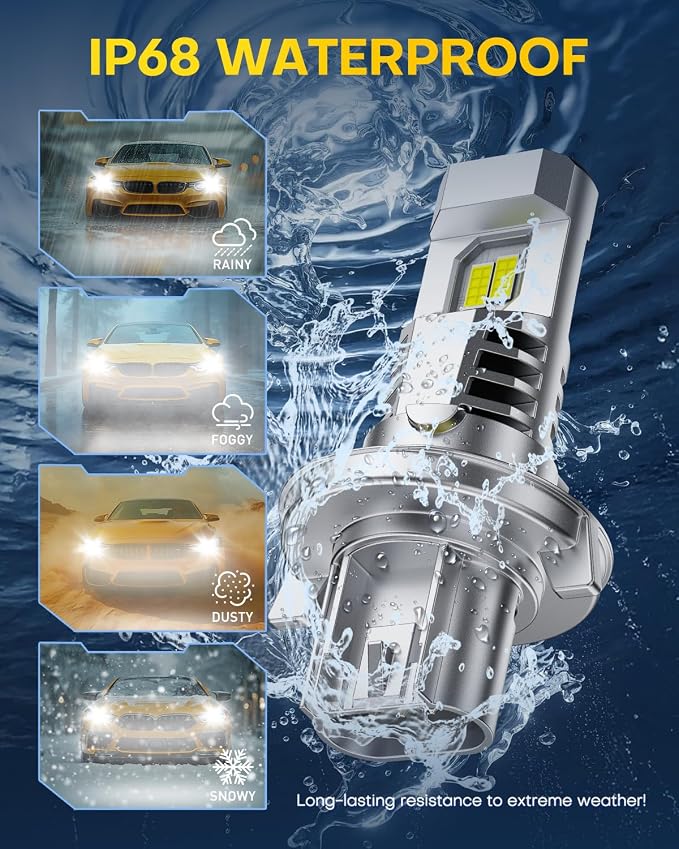AUXITO Latest H13/9008 Bulbs, 1000% 50,000LM Brighter, 1:1 Halogen Size, 6500K Cool White, 60000Hr+ Long Lifespan, Plug and Play, No Flicker, Pack of 2