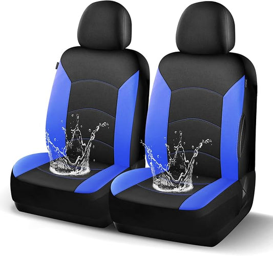 HChengkikz Car Seat Covers Front Seat, Waterproof Neopren Seat Covers, Airbag Compatible Seat Covers, All Season Protection Universal Fit Most Cars, Trucks, SUVs (Black + Blue)