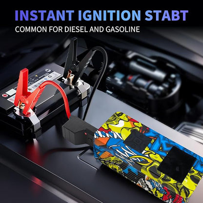 Jump Starter with Air Compressor, 8000A 150PSI Battery Jumper Starter Portable Tire Inflator Pump, 12V Jump Box Car Battery Jump Starter with Smart Jumper Cables, LED Light, LCD Display