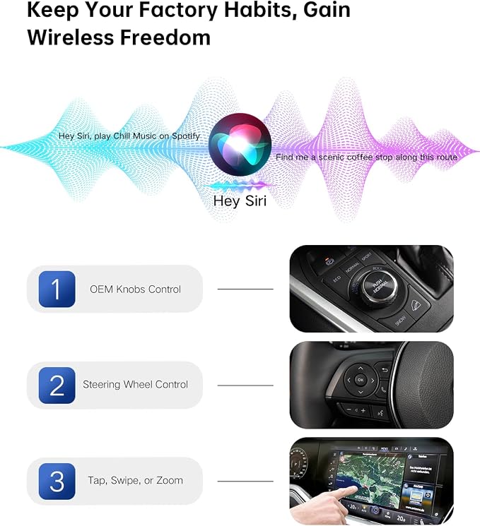Wireless CarPlay Adapter for iPhone(2025 Upgraded) – Convert Factory Wired to Wireless, Dual-Band 5.8GHz/2.4GHz Wi-Fi, Plug & Play for iOS 10+, No Delay, Auto-Reconnect