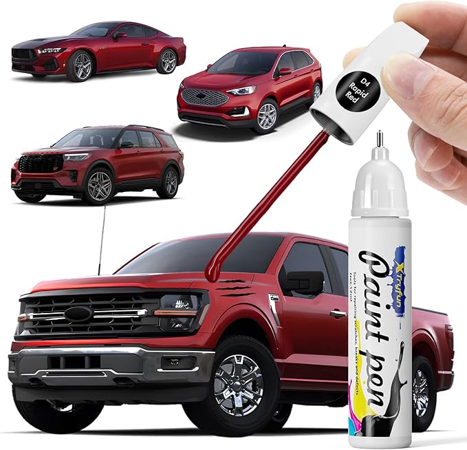 D4 Rapid Red Touch Up Paint Compatible with Ford, DIY Car Paint Scratch Repair, Quick & Easy Fix Automotive Scratch Repair for F-150/Mustang/Explorer/Fleet/Fusion/Ranger/Escape/Bronco