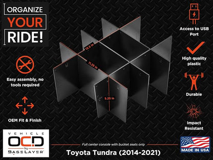 Vehicle OCD - Center Console Organizer for Toyota Tundra (2014-2021) - Made in USA - SLX103
