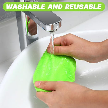 Baderke 10 Pcs Windshield Cleaner Tool Car Window Cleaning Supplies with Extendable Handle Include 6 Washable Microfiber Bonnets 2 Empty 60ml Spray Bottle Glass Wiper Kit (Green)