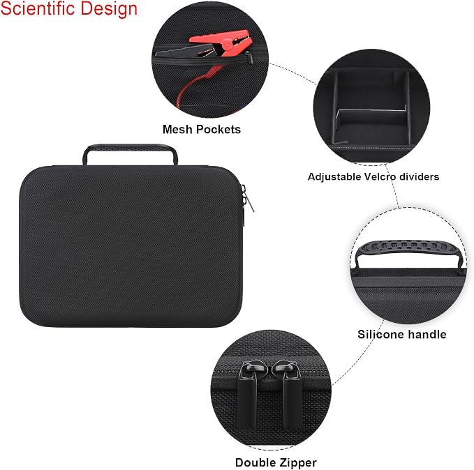 Elonbo Carrying Case for Halo Bolt Ultimate 2.0/3.0 Portable Car Battery Jump Starter/Halo Bolt 55500 mwh/Air 58830/ Air + 55500/58830/ 44400/57720 Emergency Power Kit Holder, Black