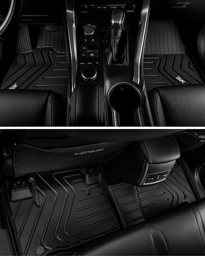 3W Floor Mats Compatible for Lexus NX NX200t NX300 NX300h 2021-2015 TPE All Weather Floor Liners Custom Fit Floor Liner for Lexus NX All Models，1st & 2nd Row Mat Car Accessories，Black