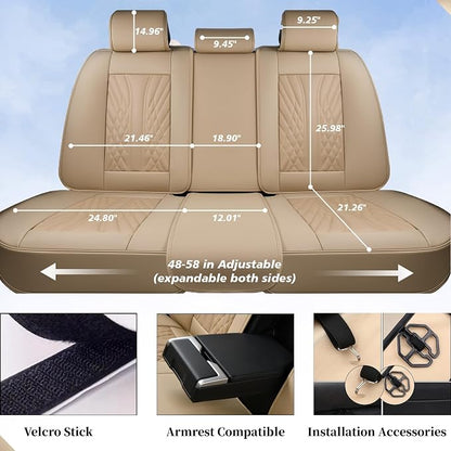 Coverado Car Seat Covers Full Set, 5 Seats Front Seat Cover and Back Seat Covers for Cars, Automotive Seat Covers Nappa Leather Waterproof Seat Covers, Car Seat Protectors Universal for Cars Red