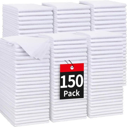 White Microfiber Cleaning Cloth, 150 Pack Shop Towels All-Purpose Cleaning Rags, Bulk Lint-Free Washcloth Reusable Microfiber Towels for Cars Mechanic Garage & Housekeeping 11.5"*11.5"