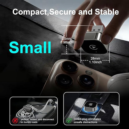 Wireless CarPlay Adapter & Android Auto Wired CarPlay to Wireless Device, 2-in-1 Mini T-Shaped for Car USB Plug and Play Auto Connect, No Delay for Apple iOS 10+, Android 11+ Version[2026 Upgrade]